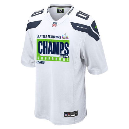 Seattle Seahawks Super Bowl 25/26 Champions LX Custom Game Jersey - White