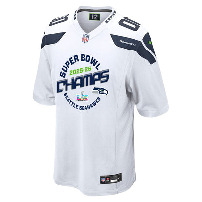 Seattle Seahawks Champions 2025-26 Super Bowl LX Custom Game Jersey - White