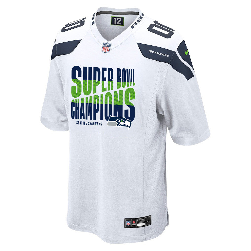 Seattle Seahawks Super Bowl LX Champions Custom Game Jersey - White
