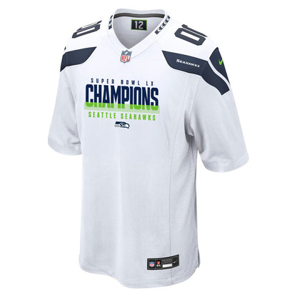 Seattle Seahawks Super Bowl LX Champions White Game Jersey - Custom Name & Number