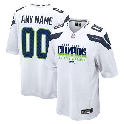 Seattle Seahawks Super Bowl LX Champions White Game Jersey - Custom Name & Number