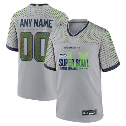 Seattle Seahawks 25-26 Champions Super Bowl LX Custom Rivalries Collection Game Jersey - Gray