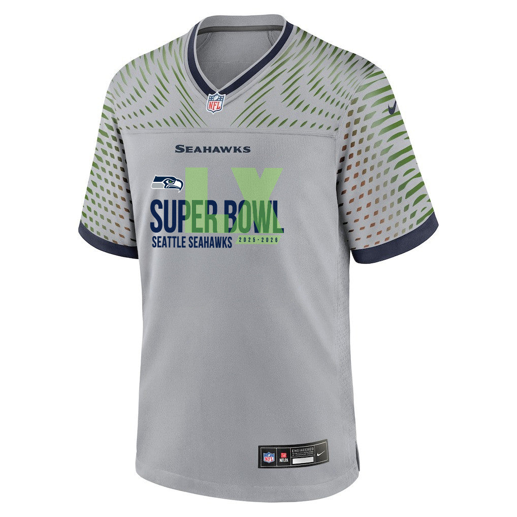 Seattle Seahawks 25-26 Champions Super Bowl LX Custom Rivalries Collection Game Jersey - Gray