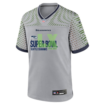 Seattle Seahawks 25-26 Champions Super Bowl LX Custom Rivalries Collection Game Jersey - Gray