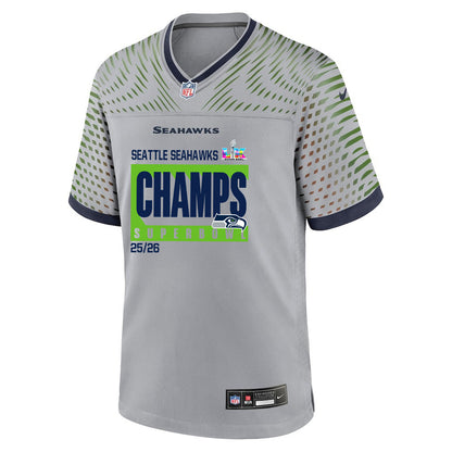 Seattle Seahawks Super Bowl 25/26 Champions LX Custom Rivalries Collection Game Jersey - Gray