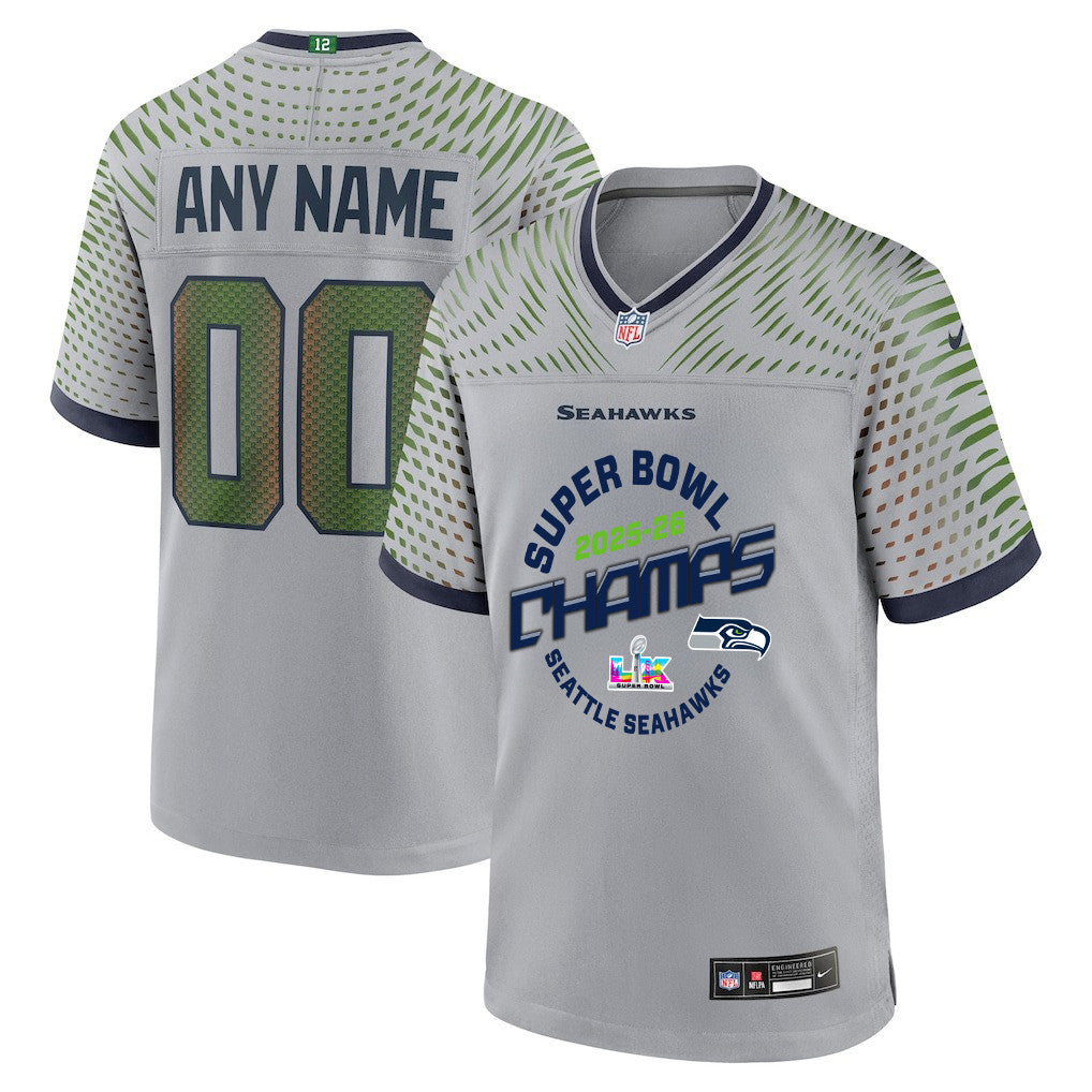 Seattle Seahawks Champions 2025-26 Super Bowl LX Custom Rivalries Collection Game Jersey - Gray