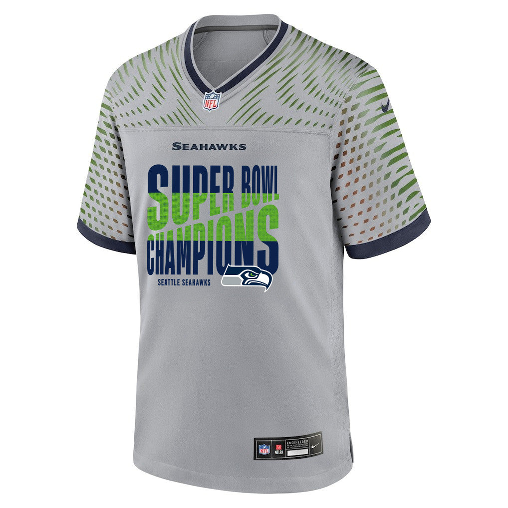Seattle Seahawks Super Bowl LX Champions Custom Rivalries Collection Game Jersey - Gray