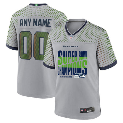 Seattle Seahawks Super Bowl LX Champions Custom Rivalries Collection Game Jersey - Gray