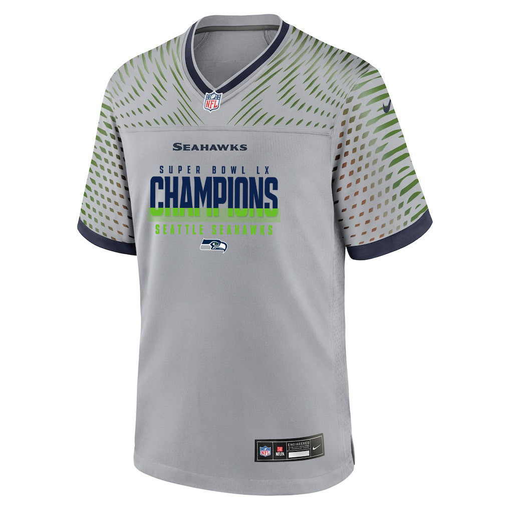 Seattle Seahawks Super Bowl LX Champions Gray Rivalries Collection Game Jersey - Custom Name & Number