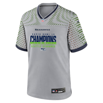 Seattle Seahawks Super Bowl LX Champions Gray Rivalries Collection Game Jersey - Custom Name & Number