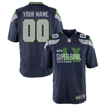 Seattle Seahawks 25-26 Champions Super Bowl LX Custom Team Game YOUTH Jersey - College Navy