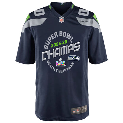 Seattle Seahawks Champions 2025-26 Super Bowl LX Custom Team Game YOUTH Jersey - College Navy