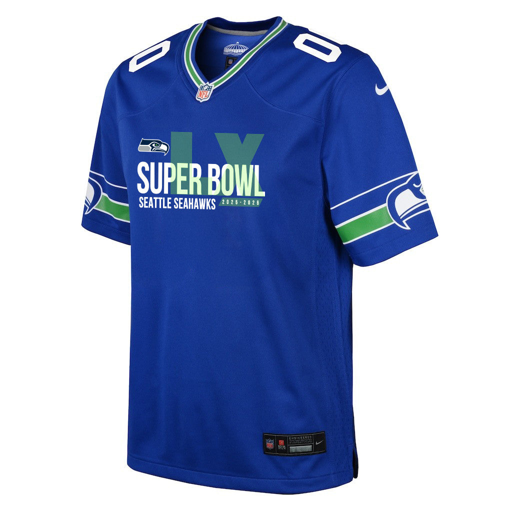 Seattle Seahawks 25-26 Champions Super Bowl LX Custom Alternate Game YOUTH Jersey - Royal