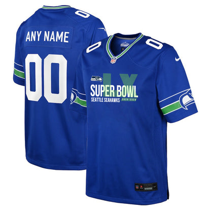 Seattle Seahawks 25-26 Champions Super Bowl LX Custom Alternate Game YOUTH Jersey - Royal