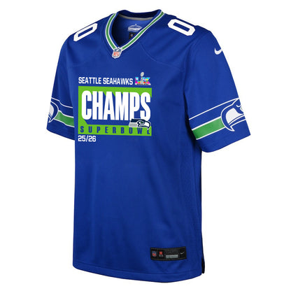Seattle Seahawks Super Bowl 25/26 Champions LX Custom Alternate Game YOUTH Jersey - Royal