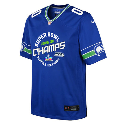 Seattle Seahawks Champions 2025-26 Super Bowl LX Custom Alternate Game YOUTH Jersey - Royal
