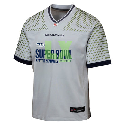 Seattle Seahawks 25-26 Champions Super Bowl LX Custom Rivalries Collection Game YOUTH Jersey - Gray