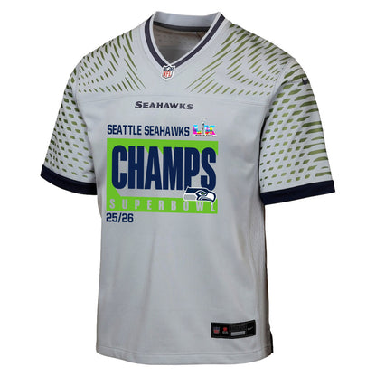 Seattle Seahawks Super Bowl 25/26 Champions LX Custom Rivalries Collection Game YOUTH Jersey - Gray