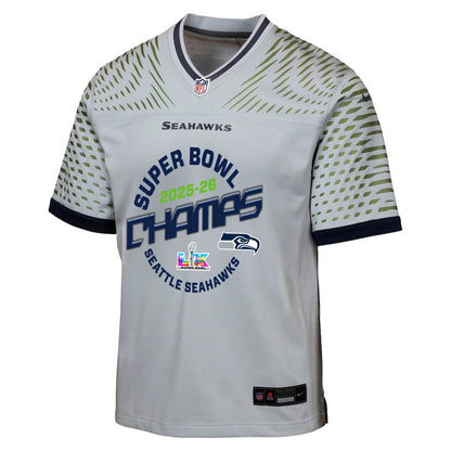 Seattle Seahawks Champions 2025-26 Super Bowl LX Custom Rivalries Collection Game YOUTH Jersey - Gray