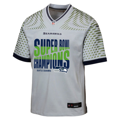 Seattle Seahawks Super Bowl LX Champions Custom Rivalries Collection Game YOUTH Jersey - Gray