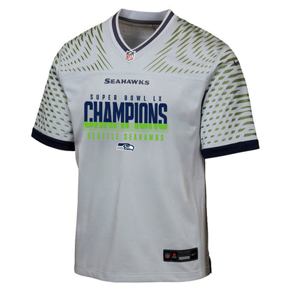 Seattle Seahawks Super Bowl LX Champions Gray Rivalries Collection Game YOUTH Jersey - Custom Name & Number