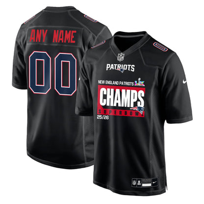 New England Patriots Super Bowl 25/26 Champions LX Custom Fashion Game Jersey - Black