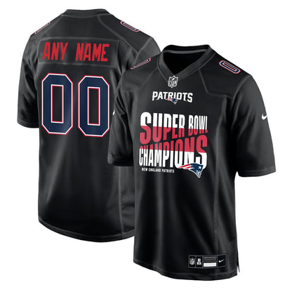 New England Patriots Super Bowl LX Champions Custom Fashion Game Jersey - Black