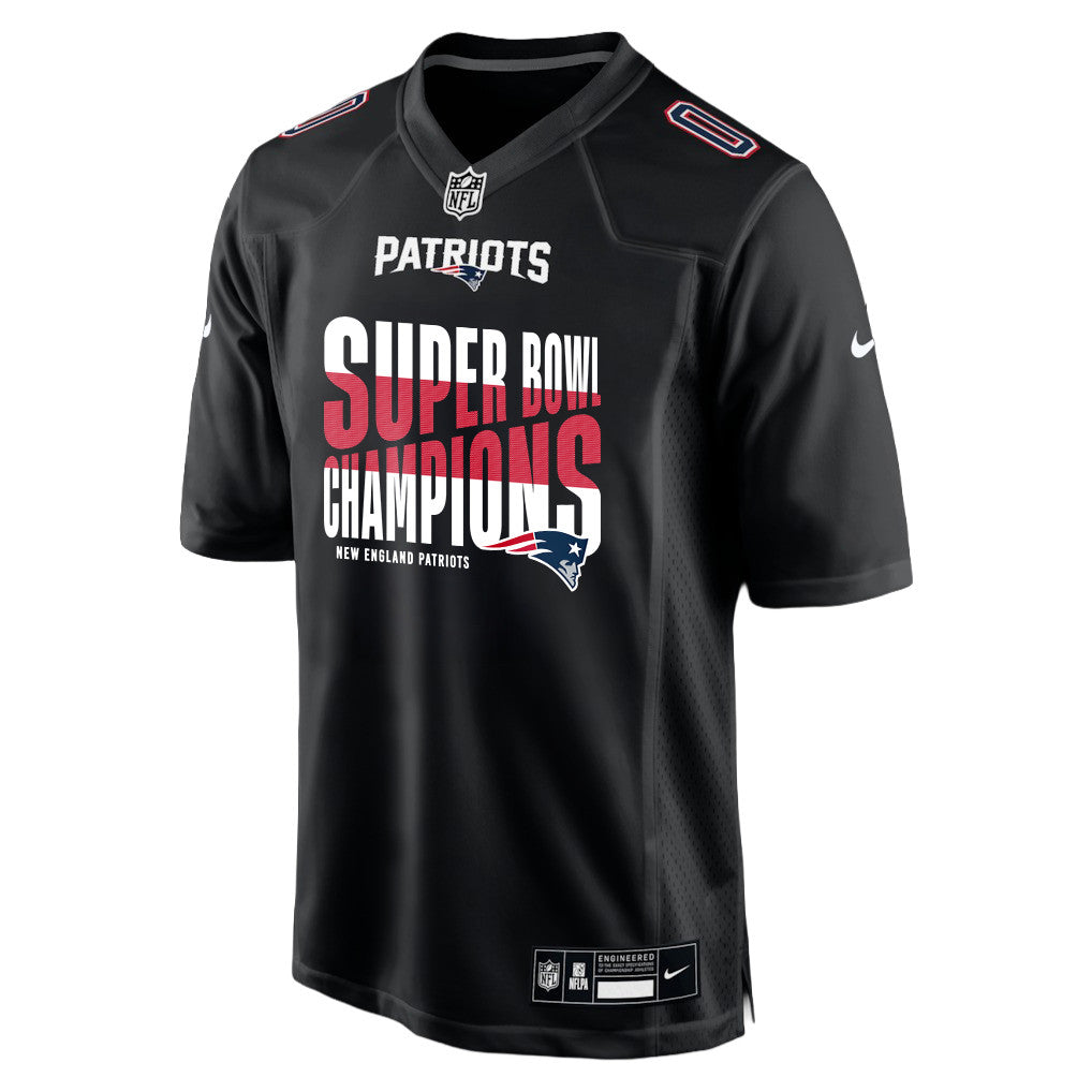 New England Patriots Super Bowl LX Champions Custom Fashion Game Jersey - Black