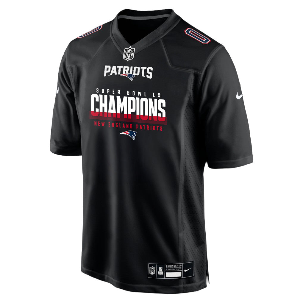 New England Patriots Super Bowl LX Champions Black Fashion Game Jersey - Custom Name & Number