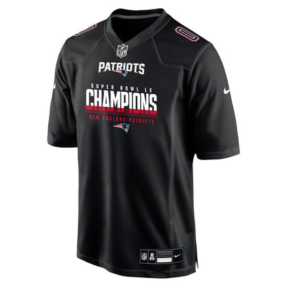 New England Patriots Super Bowl LX Champions Black Fashion Game Jersey - Custom Name & Number
