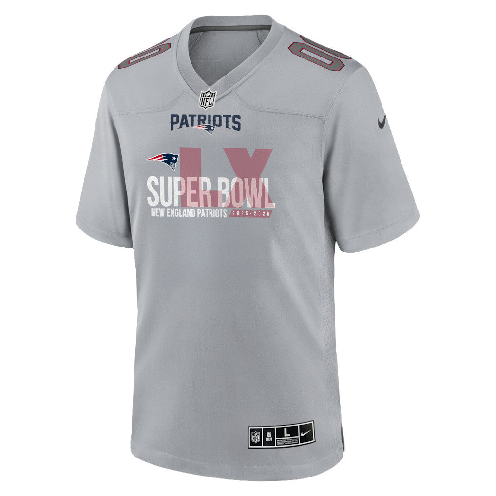 New England Patriots 25-26 Champions Super Bowl LX Custom Atmosphere Fashion Game Jersey - Gray
