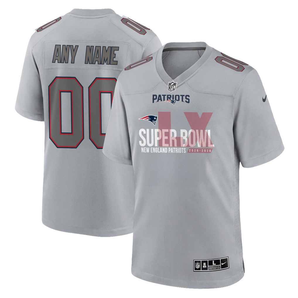 New England Patriots 25-26 Champions Super Bowl LX Custom Atmosphere Fashion Game Jersey - Gray