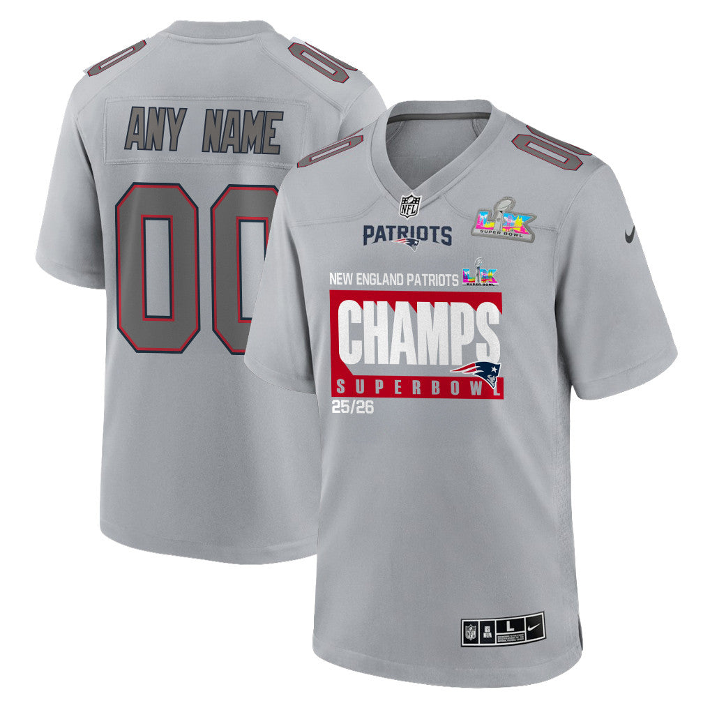 New England Patriots Super Bowl 25/26 Champions LX Custom Atmosphere Fashion Game Jersey - Gray