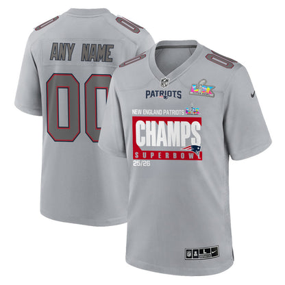 New England Patriots Super Bowl 25/26 Champions LX Custom Atmosphere Fashion Game Jersey - Gray