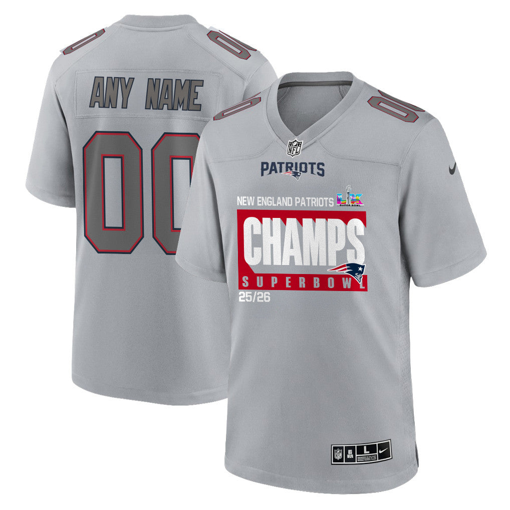 New England Patriots Super Bowl 25/26 Champions LX Custom Atmosphere Fashion Game Jersey - Gray