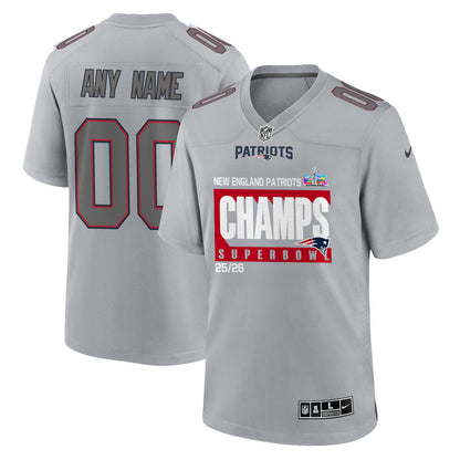 New England Patriots Super Bowl 25/26 Champions LX Custom Atmosphere Fashion Game Jersey - Gray