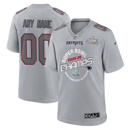 New England Patriots Champions 2025-26 Super Bowl LX Custom Atmosphere Fashion Game Jersey - Gray