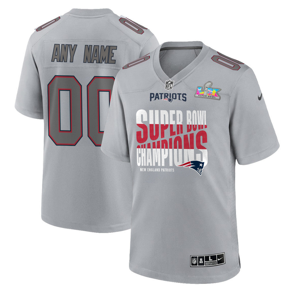 New England Patriots Super Bowl LX Champions Custom Atmosphere Fashion Game Jersey - Gray