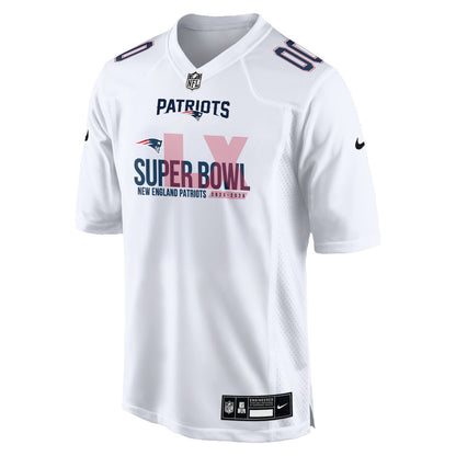 New England Patriots 25-26 Champions Super Bowl LX Custom Game Jersey - White