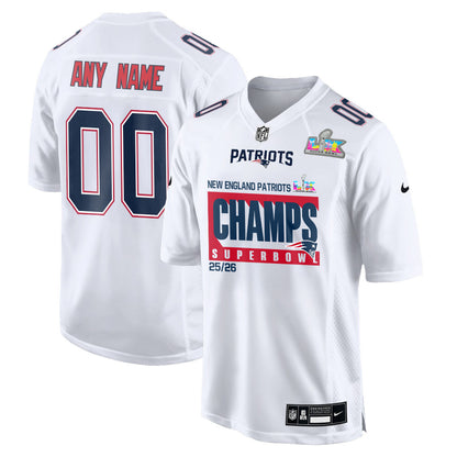 New England Patriots Super Bowl 25/26 Champions LX Custom Game Jersey - White