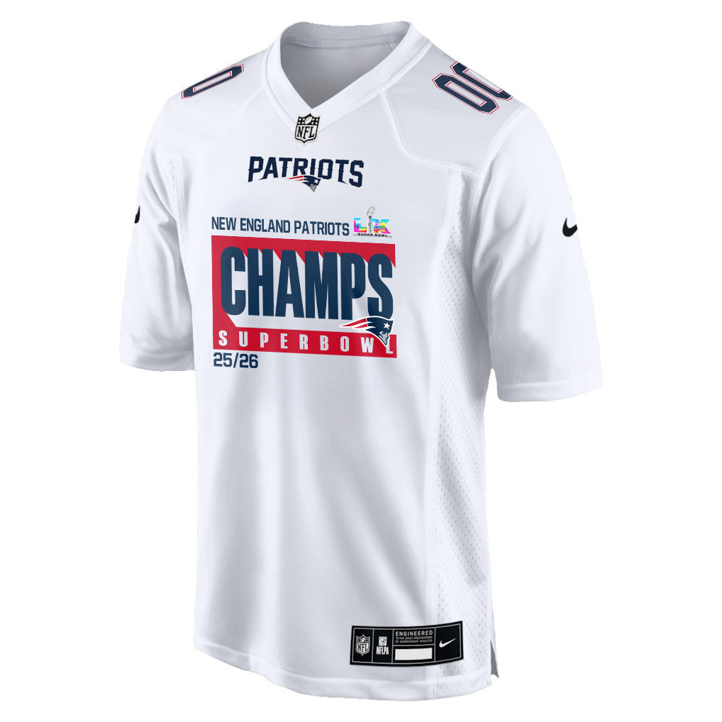 New England Patriots Super Bowl 25/26 Champions LX Custom Game Jersey - White