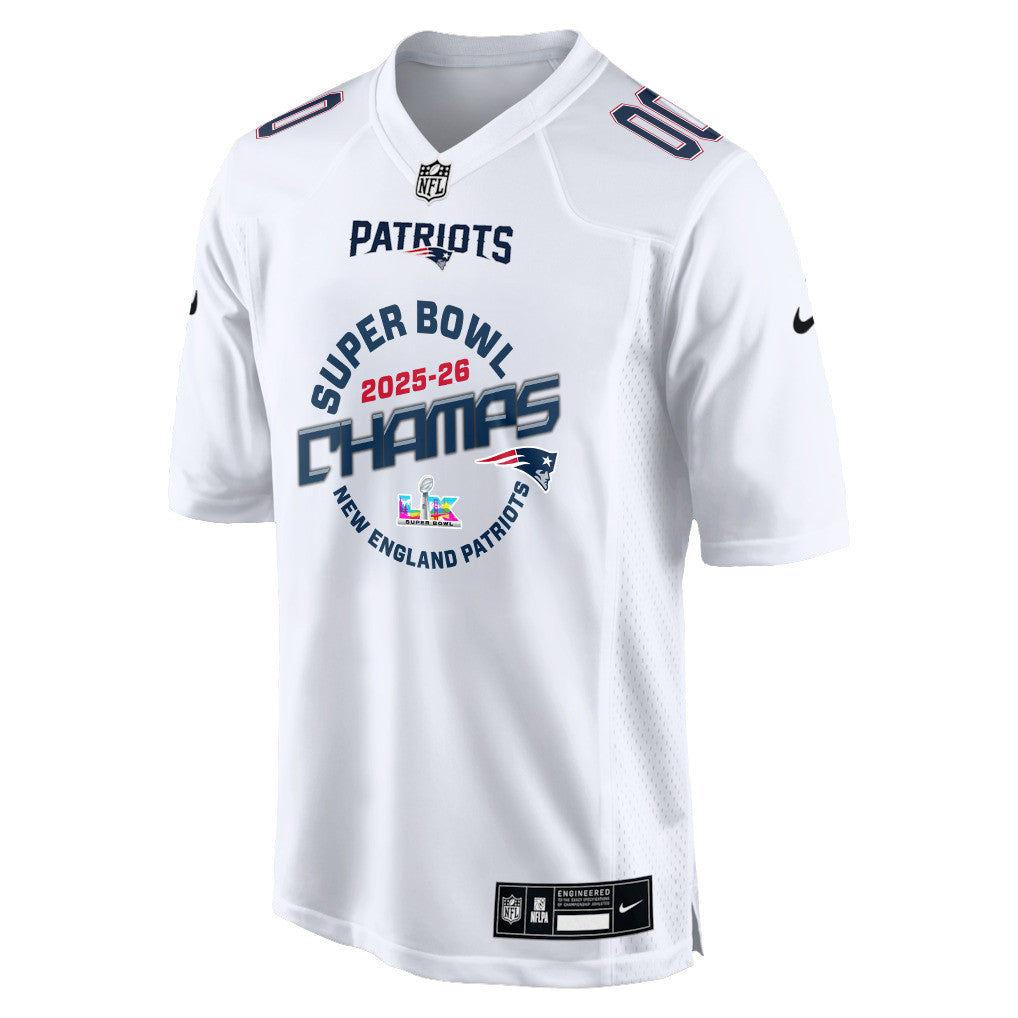 New England Patriots Champions 2025-26 Super Bowl LX Custom Game Jersey - White