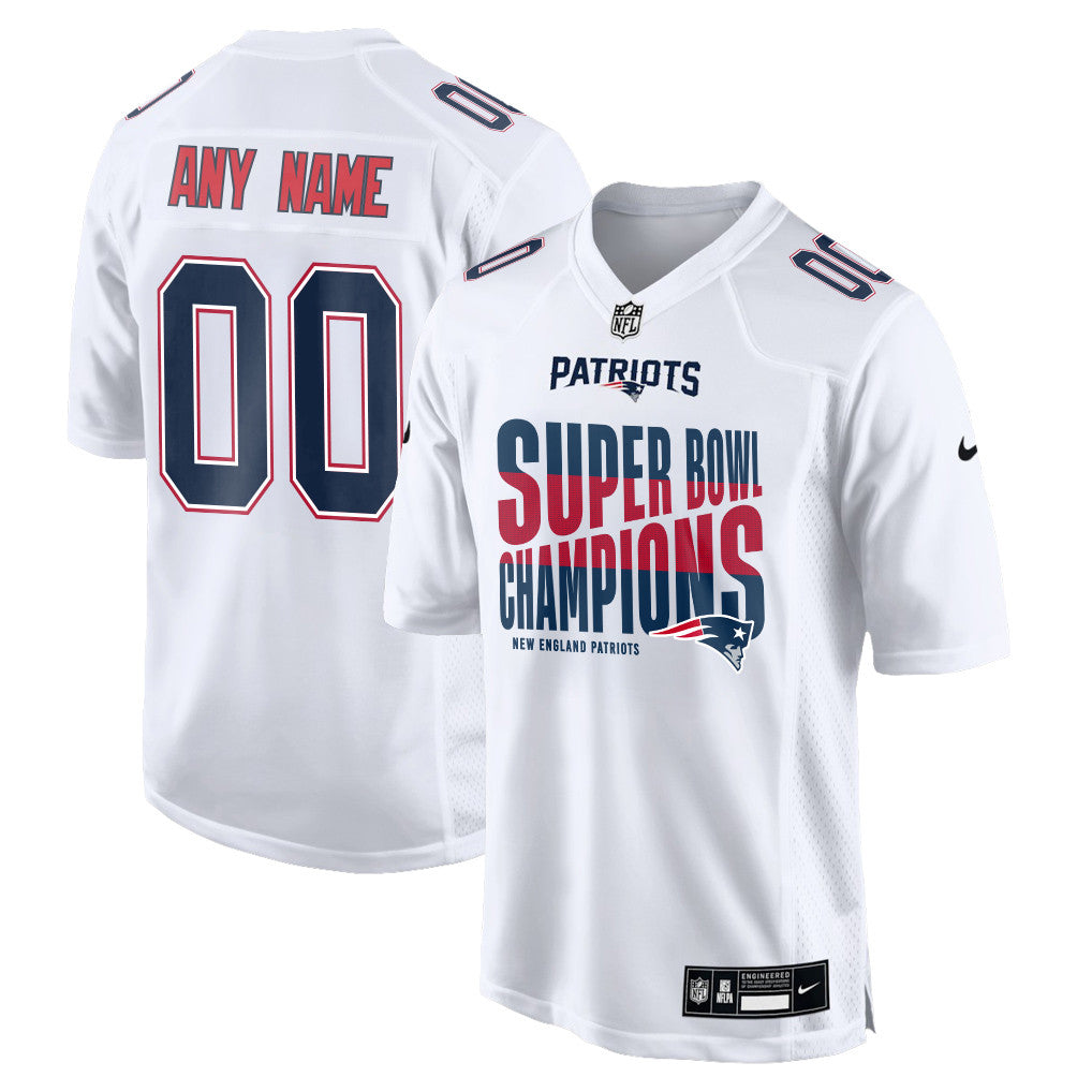 New England Patriots Super Bowl LX Champions Custom Game Jersey - White