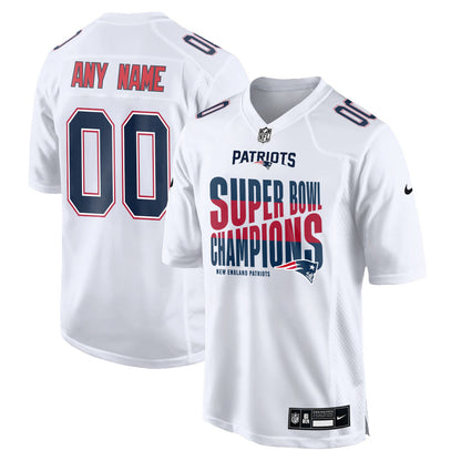 New England Patriots Super Bowl LX Champions Custom Game Jersey - White