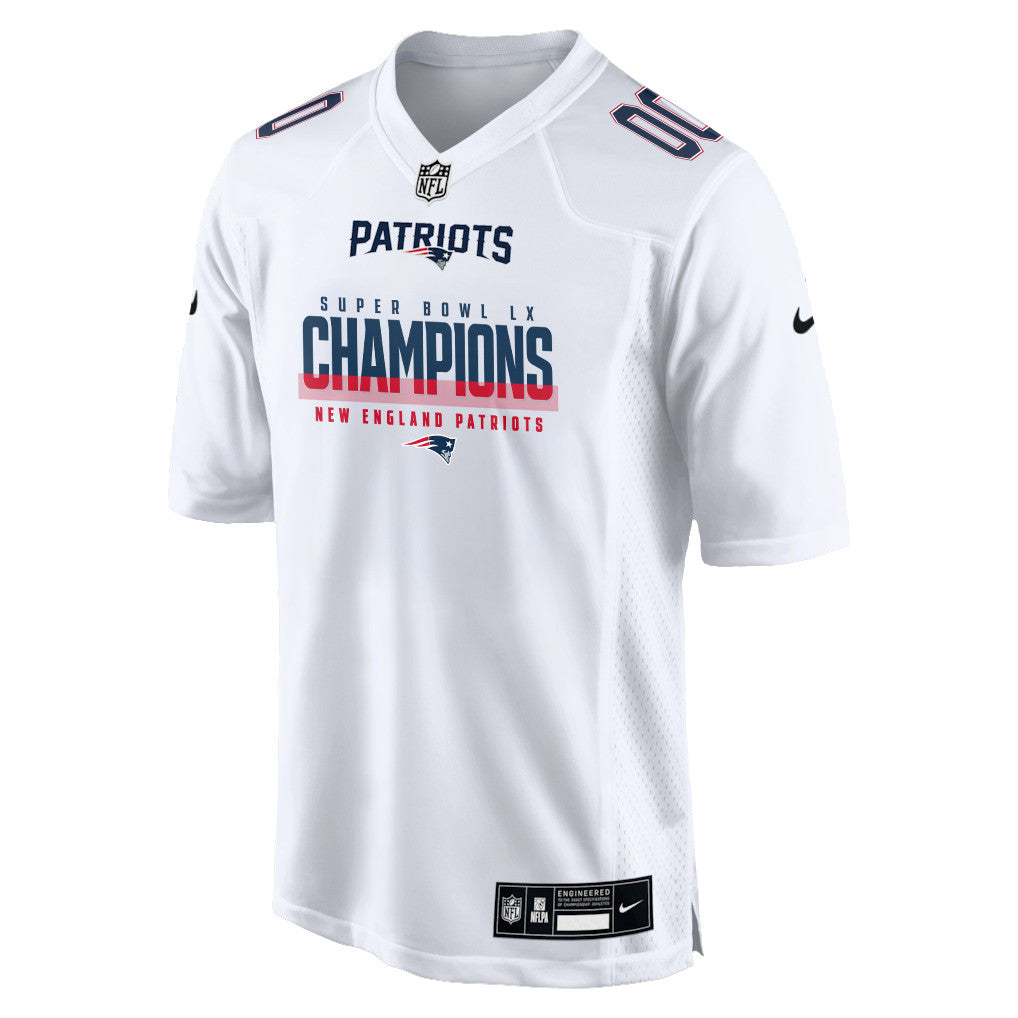 New England Patriots Super Bowl LX Champions White Game Jersey - Custom Name & Number