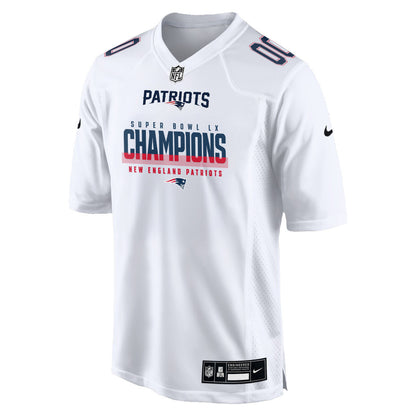 New England Patriots Super Bowl LX Champions White Game Jersey - Custom Name & Number