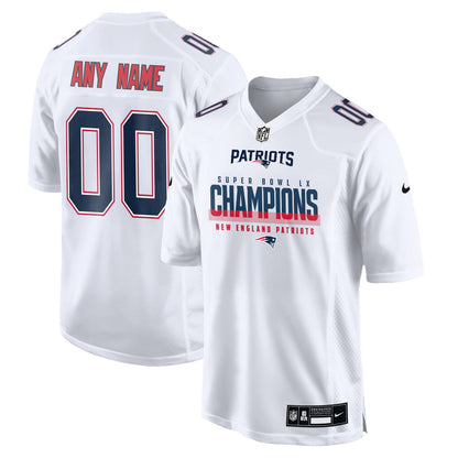 New England Patriots Super Bowl LX Champions White Game Jersey - Custom Name & Number