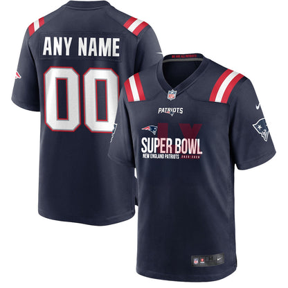 New England Patriots 25-26 Champions Super Bowl LX Custom Game Player Jersey - Navy
