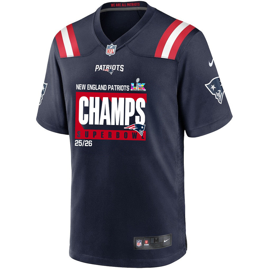 New England Patriots Super Bowl 25/26 Champions LX Custom Game Player Jersey - Navy