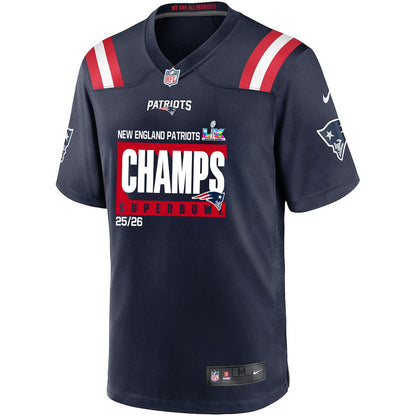 New England Patriots Super Bowl 25/26 Champions LX Custom Game Player Jersey - Navy